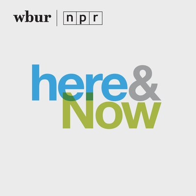 Logo of public radio show "Here & Now" produced by WBUR and NPR